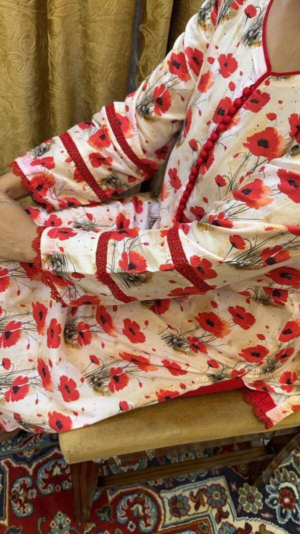 Red Floral Printed