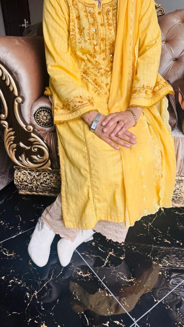 Yellow Emborided Suit