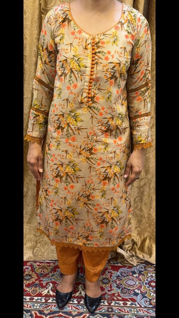 Stitched Floral Kurti Set – Autumn Bloom