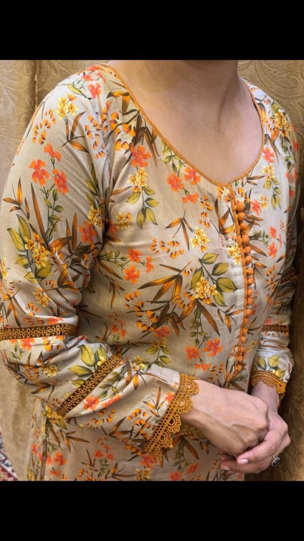 Stitched Floral Kurti Set – Autumn Bloom