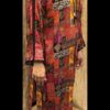 Boho Patchwork Print 2-Piece Suit – Maroon, Red & Gold Tones