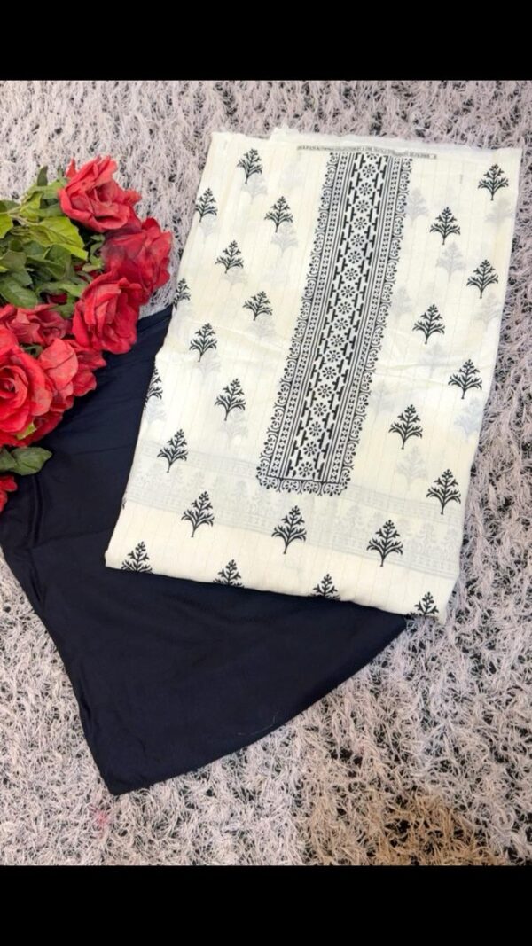 Classic Elegance Black/White – Unstitched 2-Piece Lawn Suit