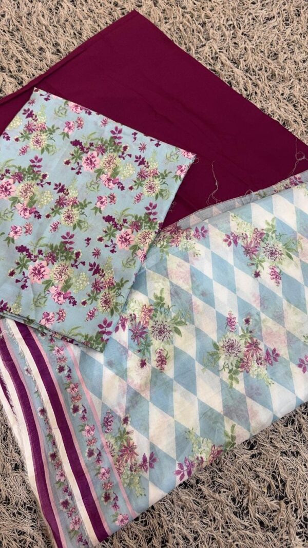 Elegant Floral Bliss – 3 Piece Unstitched Lawn Suit